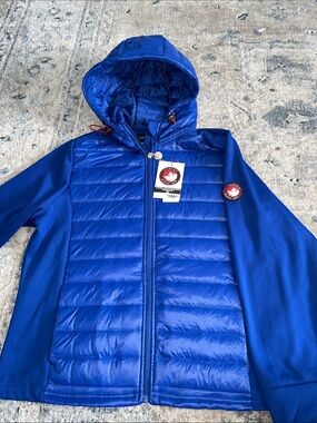 Canada Goose Blue Hybrid Puffer Jacket with Hood